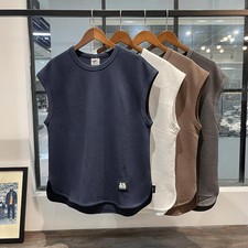 Canotte smanicate uomo stile retrò per tempo libero sport girocollo canottiere