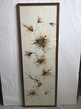 Dipinto Su Carta Fiori Astratti Anni 60 Molto Decorativo Incorniciato