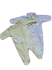 2 Tutine neonato cotone 1 mese 56 cm OVS azzurra e verde papere giraffa