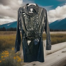 Abito nero Moschino Couture con volant davanti e cintura taglia 48/US 14