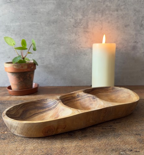 Vassoio tripla ciotola - , legno