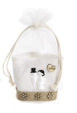 36 Pezzi Sacchetti per Confetti con Sposi Stilizzati Bomboniera 16,5cm in Stoffa