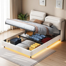 Letto Matrimoniale Imbottito, 160 X 200 Cm, Letto Con Vano Portaoggetti E Rete a