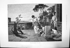 Original Old Antique Print Age