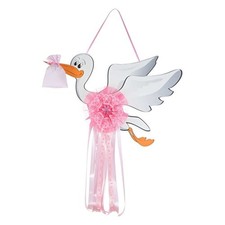 Fiocco nascita Baby Idea FC CI G Cicogna grande Rosa