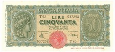 50 LIRE ITALIA TURRITA TESTINA 10/12/1944 qFDS
