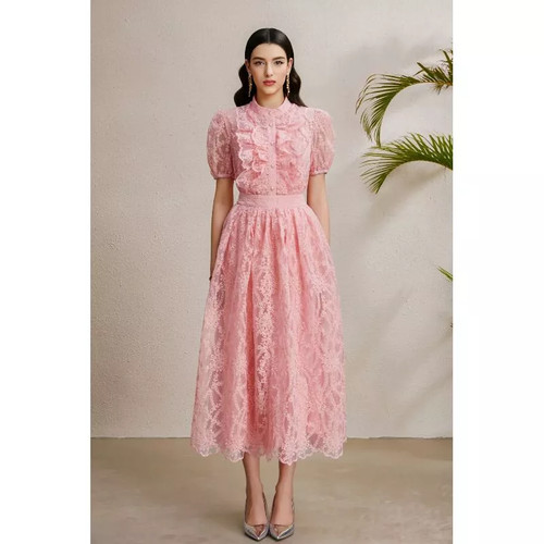 Completo rosa ricamato - ricamato, in