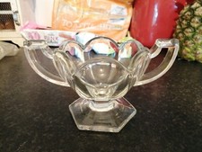 Vintage Art Deco Cut Glass Scalloped Rim Sugar OR Bon BON TROPHY Bowl STYLISH