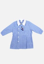 Grembiule Asilo Bambino Scuola Materna Quadretti Bimbo Ricamato Colletto Bianco