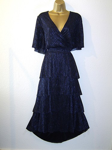 Abito romano blu navy strati - abito,