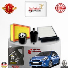 KIT TAGLIANDO FILTRI + OLIO RENAULT CLIO III 1.2 16V TCE 74KW 100CV DAL 2010 ->