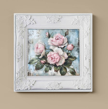 Quadro Shabby Chic con Fiori su Tela |Q1417| Stampa Moderna 40x40 cm – Arredo