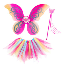 SET FATINA FANTASY MAGICA ALI GONNA BACCHETTA -ACCESSORI ABITO CARNEVALE BAMBINA