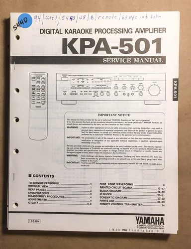 Yamaha kpa 501 - kpa-501, amplificatore