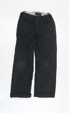 Okaidi Boys Black Striped Cotton Blend Straight Jeans Size 8 Years Reg