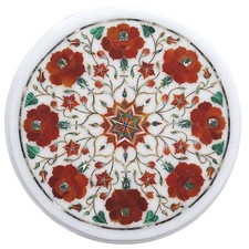 15 " Lato Table Top Marmo Inserto Pietra Dura Arte Per Arredo Casa E Giardino