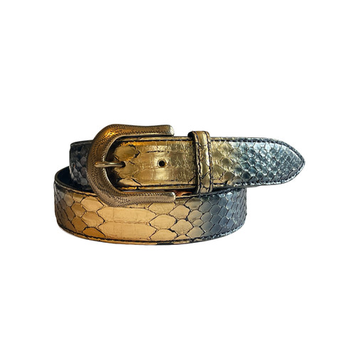 Cintura pelle pitone blu - in,