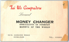 Carta pubblicitaria conversione Cina Kowloon cambio denaro Tai Wo Compradore anni 40 F156