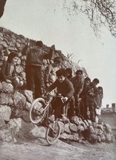 Small boys bike race by