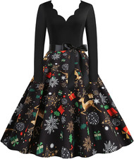 Donna Vestiti Di Natale Manica Lunga Abito Natale Vestito Da Donna Stampa Natale