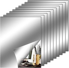 Confezione 10 Fogli Specchio Flessibili Decorativi Autoadesivi Piastrelle Specchio, 8x10 Pollici