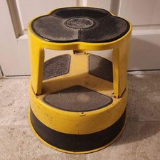 Sgabello vintage Cramer Kik Step - giallo e nero