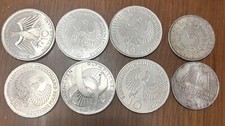 GERMANIA Lotto 6 monete da 10 MARK-2 DA 5 MARK in argento anni vari COME DA FOTO