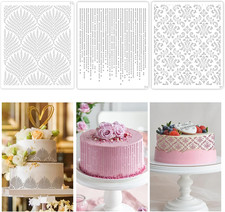 Stencil per Torte, 3 Pezzi Bella Cava Pizzo Design Stencil per Decorare Torte Ri