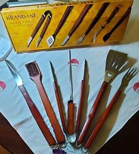 Pinze Barbecue Set 6 pezzi Accessori In Acciaio Manico In Legno Brandani