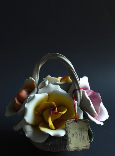 Cesto rose porcellana - cesto, di