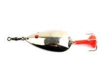 Cucchiaino ondulante SIMPLEX - 28 gr - paletta argento piuma rossa - FR188