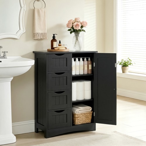 Mobiletto bagno nero organizer