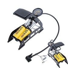 GONFIATORE POMPA A PEDALE MANOMETRO A 2 CILINDRI BICI AUTO MOTO 10 BAR 160 PSI