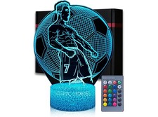 Lampada 3D Cristiano Ronaldo Multicolor con Telecomando per Ragazzi Calcio
