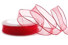Nastro decorativo in organza trasparente 20 m x 25 mm con bordi ind