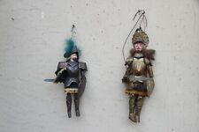 ANTICA COPPIA VINTAGE MARIONETTE PUPI SICILIANI PICCOLI IN LEGNO E LATTA
