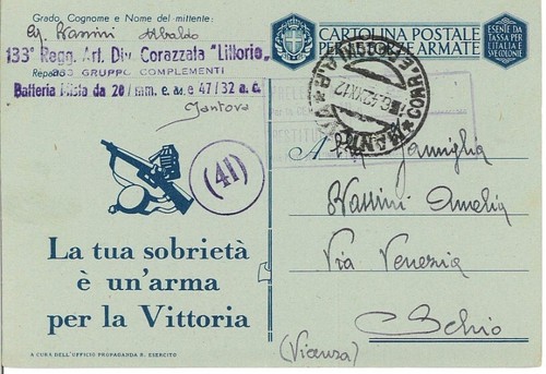Cartolina poste armate 133 - cartolina, 133°