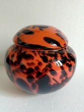 VINTAGE DESIGN Potiche Murano Venini opalino VETRO ARANCIONE NERO ARANCIO
