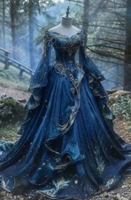 Abito da ballo blu vittoriano