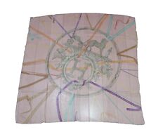 Foulard Hermes Carrozza Di Cavalli 90 Cm Chiffon Seta Mousseline Rosa Muslin 35"