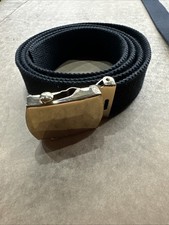 British Military Black RN Trousers Belt 1¼" Roll Buckle Royal Navy Used 44 Inch