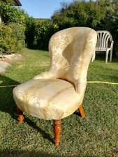 Coppia poltroncine d'epoca in tessuto damascato 