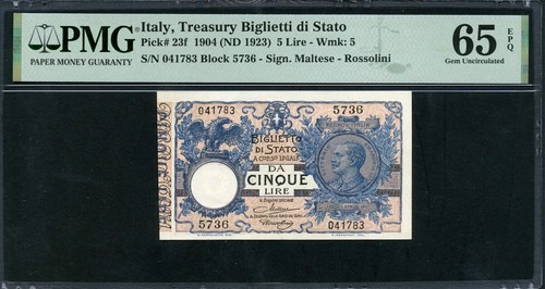 Italia 1904 lire p23f - 5,