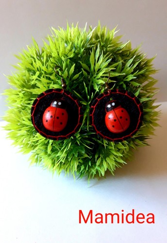 Orecchini coccinella feltro - orecchini,
