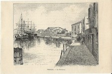 Stampa antica VENEZIA canale