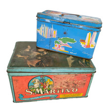 2 scatole latta vintage Anni 60 Super Lievito San Martino+Antonio Bertolini -XXX