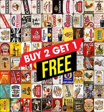 Insegna in latta birra alcool uomo grotta metallo targa bar casa capannone arte da parete