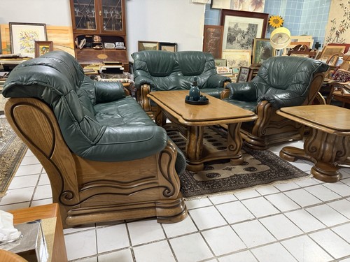 Set divano pelle verde