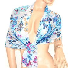 Stola donna foulard bianca azzurro turchese coprispalle sciarpa scialle UM70