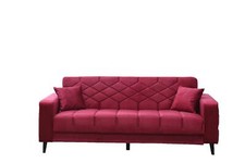 Divano Letto 3 Posti Melisa 210x88x82 cm Velluto Bordeaux MELISA-3P DecHome